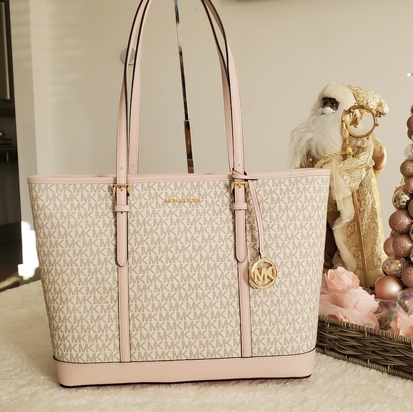 New 🎀 MICHAEL KORS Purse Set Tote LG Vanilla & pink - Picture 3 of 15